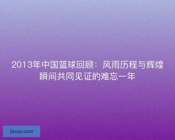 2013年中国篮球回顾：风雨历程与辉煌瞬间共同见证的难忘一年